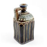 A Royal Doulton square-based Secessionist ceramic bottle (lacking stopper),