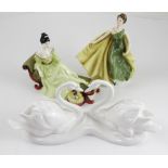 Three Royal Doulton figures to include a blanc de Chine HN4440 'Endless Love' from the 'Classic