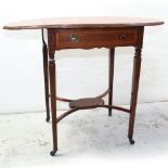 An Edwardian mahogany drop-leaf occasional table with satinwood cross-banding and line inlay,