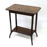 An Edwardian rosewood rectangular side table with floral paterae and line inlay,