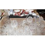 A quantity of ceramics and cut glass to include brandy glasses, tumblers, dessert bowls,