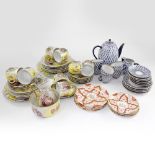 A quantity of ceramics to include a Russian blue and white gilt-heightened tea service,