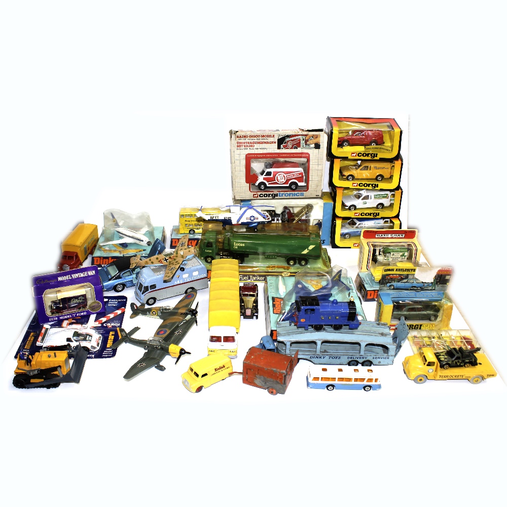 A quantity of aircraft and vehicles, some boxed to include Dinky 'Ford Capri',