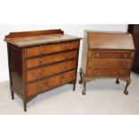 A mid-20th century mahogany bureau,