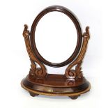 A good 19th century mahogany swing vanity mirror with mahogany-lined hinged jewellery compartment,