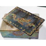 A Wedgwood lustre box decorated with butterflies within a scrolling ivy border in the manner of