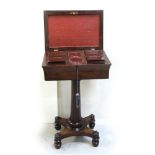 A William IV mahogany four-compartment teapoy,