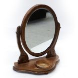 An early 20th century oval vanity mirror with jewellery well, height 59cm.