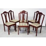 A set of six stained mahogany reproduction wheatsheaf splat dining chairs with drop in seats (6).