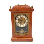 HERMLE; a German mantel clock with marquetry detail and gilt metal mounts, the circular dial set