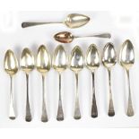 Ten assorted hallmarked silver table and serving spoons, various makers, predominantly George III