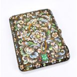 THE 6TH ARTELL OF MOSCOW; a silver and cloisonné enamelled cigarette case of rounded rectangular