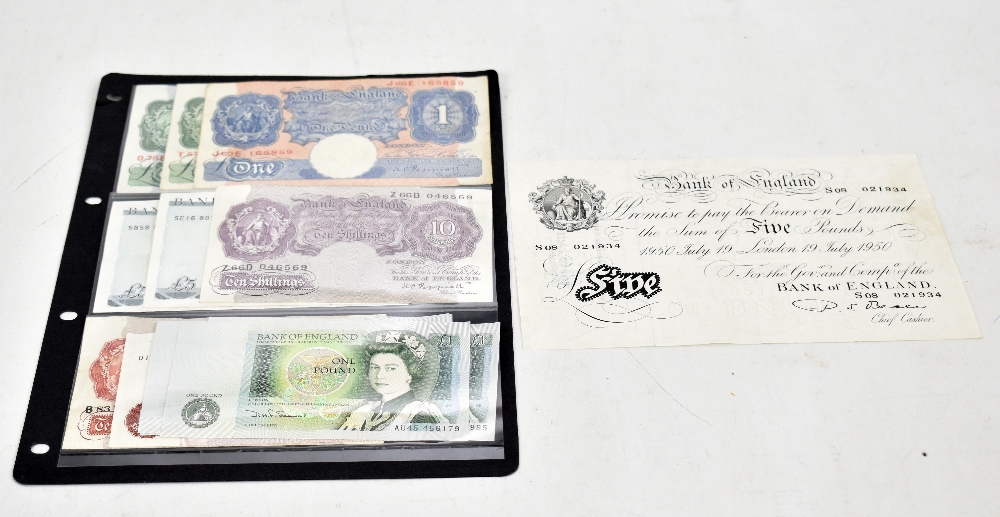 BANKNOTES; Great Britain 1950 white £5 (Beale), other 10s, £1 and £5 issues.