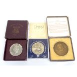 A boxed Railway Centenary Medal 1825-1925, obverse with busts of Edward Pease and George Stephenson,