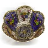 A modern plique a jour petal shaped enamel bowl, diameter 12.5cm.