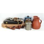 Three tobacco jars including hammered pewter example inscribed 'Weed' and a Royal Doulton example