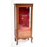 A mahogany and walnut vitrine with gilt metal mounts on front cabriole legs, 170 x 74cm.