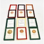 Five bronze Rhodesian History Medallions Volumes 1-5 and a 10th Anniversary of Rhodesian