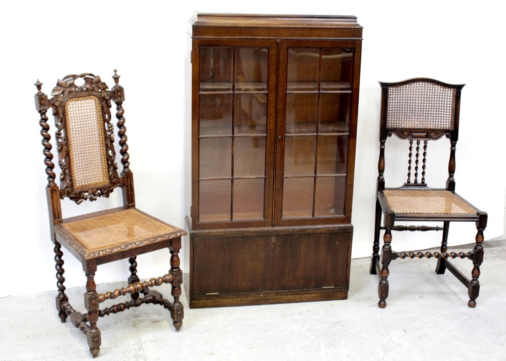 A Utility stained oak floor-standing bookcase,