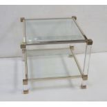 A mid-20th century Pierre Vandel Paris designer metal and glass square occasional table,