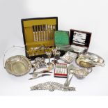 A quantity of plated ware to include cruets, oval trays,