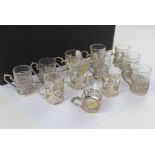 A set of six liqueur glasses with white metal floral and foliate holders,