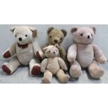 Four Teddy bears to include three contemporary bears and one c1970s vintage bear (4).