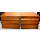 Two G-Plan chests of three drawers on plinth bases, height of each 68.5cm (2).
