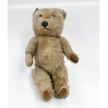 A Chiltern vintage mohair articulated teddy bear with glass eyes,