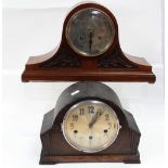 An Edwardian walnut Napolean hat mantel clock,