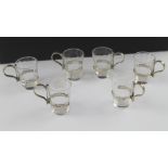 A set of six Edward VII liqueur glasses with hallmarked silver holders, Huckin & Heath,