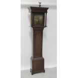 A Stevenson of Congleton twin-train brass dial oak longcase cloak,