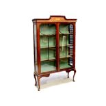 An Edwardian inlaid mahogany display cabinet, swag,