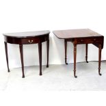 A Victorian mahogany Pembroke table with mahogany quadrant lined drawers,