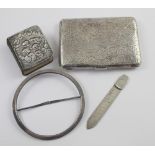 A 19th century hallmarked silver circular belt buckle with William IV duty mark and crowned A,