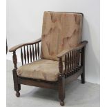 An Edwardian oak reclining bed/chair.