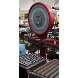 A set of Avery industrial balance scales in red finish, weighing up to 250kg,