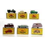 Six Matchbox Series diecast vehicles to include numbers 17, 31, 23, 59, 66 and 71,
