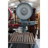 A set of floor-standing Pooley industrial balance scales weighing up to 250kg,