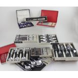 Boxed sets of various plated flatware to include fruit spoons, dessert spoons, pastry forks,