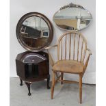 An early/mid-20th century circular coppered metal wall mirror,