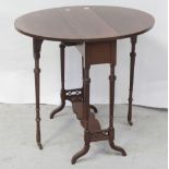 An early 20th century Sutherland narrow gateleg table on fluted tapering supports and