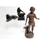 A bronze statue of a young blacksmith with anvil (lacking tools), height 25.