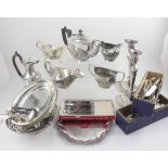 A collection of EPNS to include a half-reeded four-piece Victorian coffee set with hot water jug,