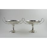 A pair of George V hallmarked silver twin-handled bowls,