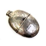 A Victorian hallmarked silver hip flask, James Dixon & Son, Sheffield 1863, approx 6.6ozt.