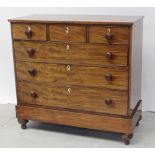 A Victorian mahogany three-over-three chest of drawers with ivory escutcheons to plinth and squat