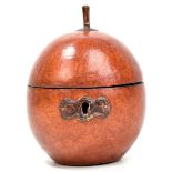 A decorative fruitwood tea caddy, modelled as an apple, height 14.5cm  Additional