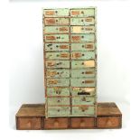 A painted pine 24 drawer specimen cabinet, height 65cm, and a shallow four drawer spice cabinet,