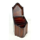 A 19th century mahogany knife box converted to a four division letter rack with inlaid detail to the